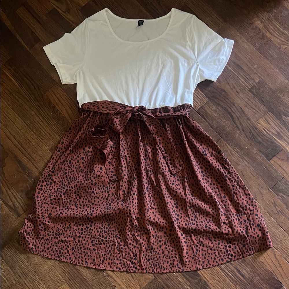Leopard Print and white dress.